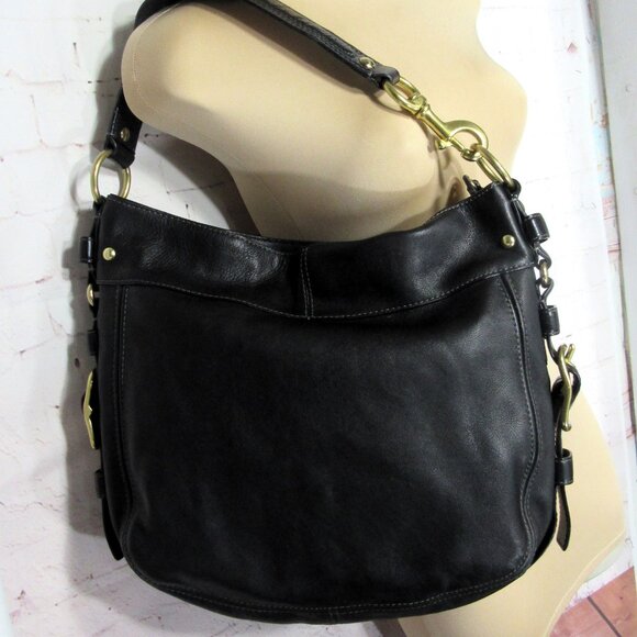 XL ZOE EDITORIAL BAG NEAR MINT CONDITION BLACK LEATHER BRASS HARDWARE - Picture 11 of 16